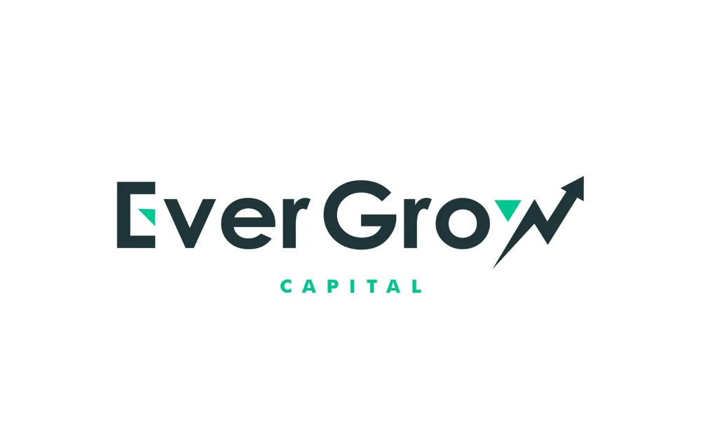 Logo in dark teal and green