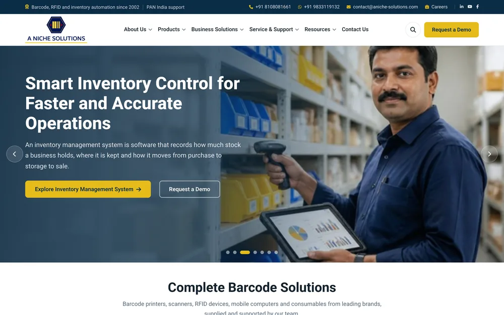 Warehousing website home page