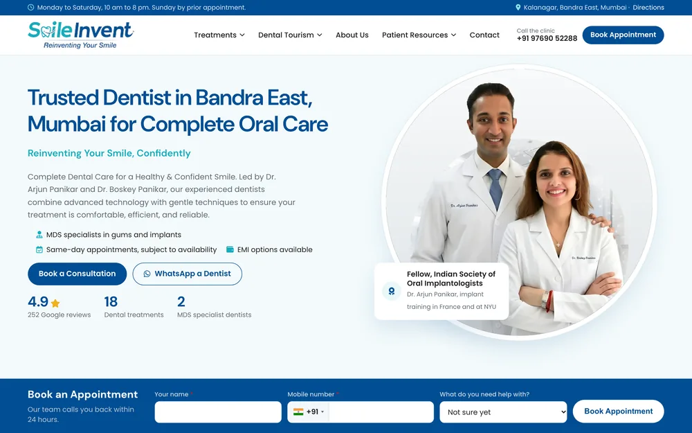 Medical website home page